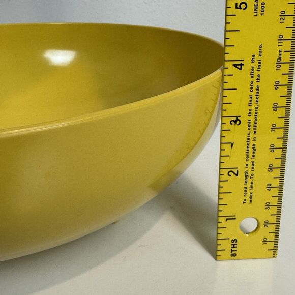 Vintage Mid-Century Prolon Melmac Footed Serving Bowl MCM Yellow - Picture 6 of 6